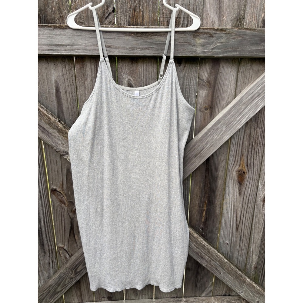 Cacique Sleep Womens Heather Grey Ribbed Chemise Nightgown 22/24 83681